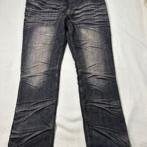 Vintage‎ Y2K FUSAI Leg Men's Dark Wash black Grunge Gothic Baggy Jeans 36x32